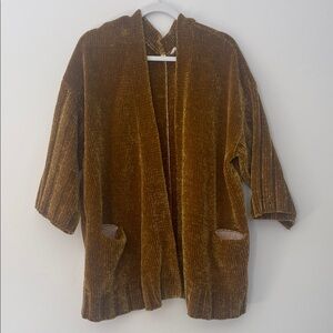 Anthropologie Moth Gold Chenille Cardigan